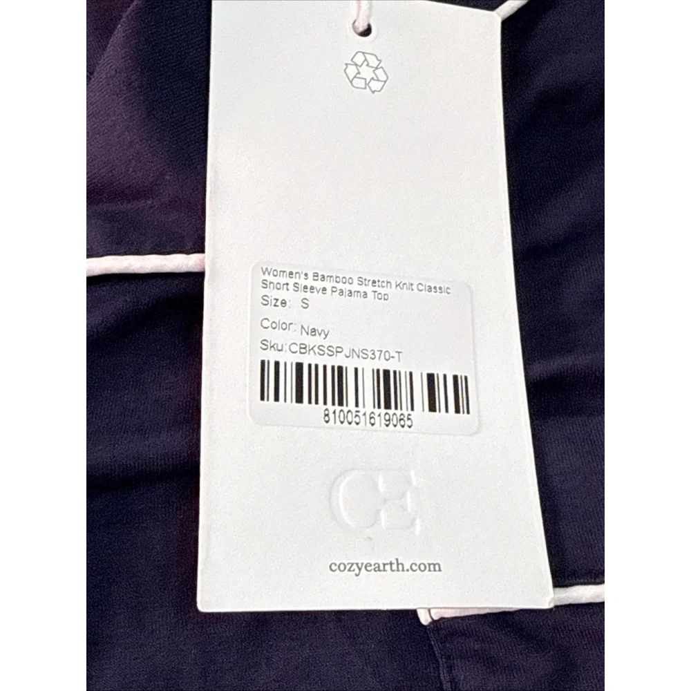 Cozy Earth Bamboo Stretch-knit Classic Pajama Short Set-Sz Sm. Navy NWT #6 - Picture 7 of 7